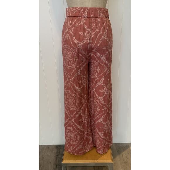 Wonderly Pants Womens Medium Red Wide Leg Boho Lined Lightweight Pocket Casual - Picture 5 of 7